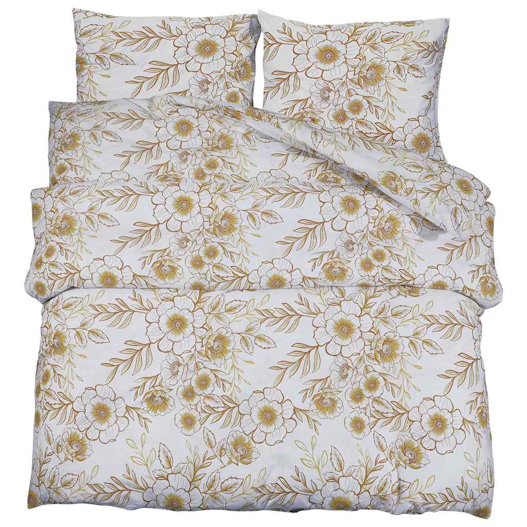 vidaXL Set Copripiumino Bianco e Marrone 240x220 cm in Cotone - Image 2 of 5