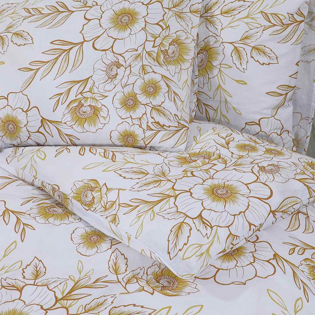 vidaXL Set Copripiumino Bianco e Marrone 240x220 cm in Cotone - Image 4 of 5