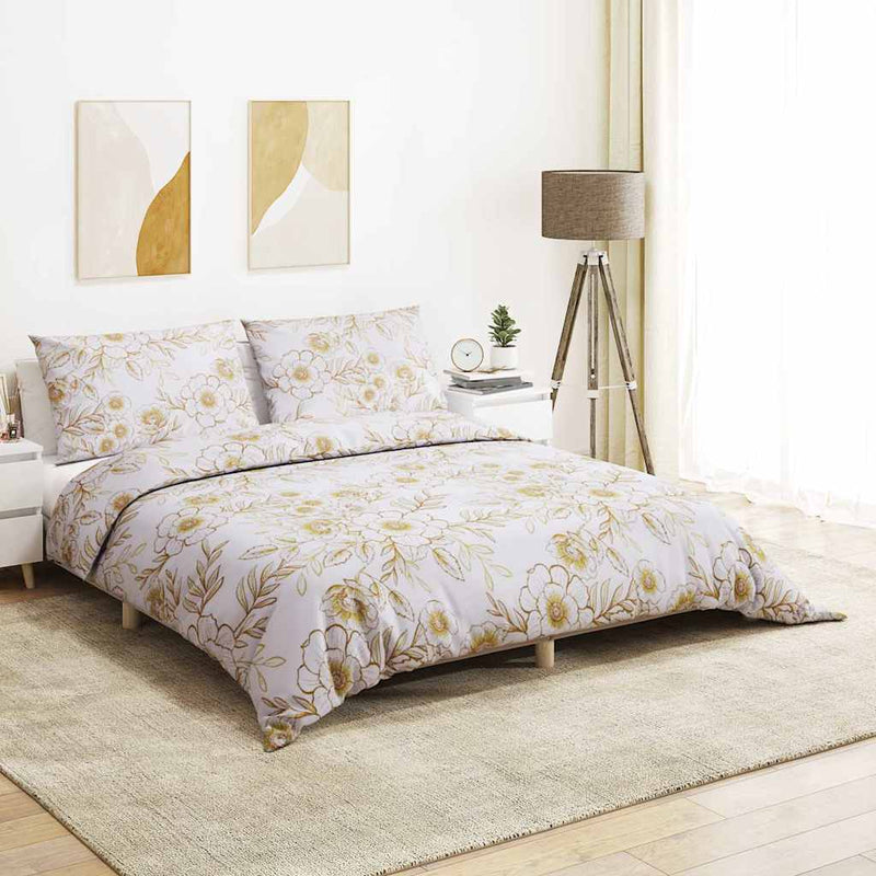 vidaXL Set Copripiumino Bianco e Marrone 240x220 cm in Cotone - Image 1 of 5