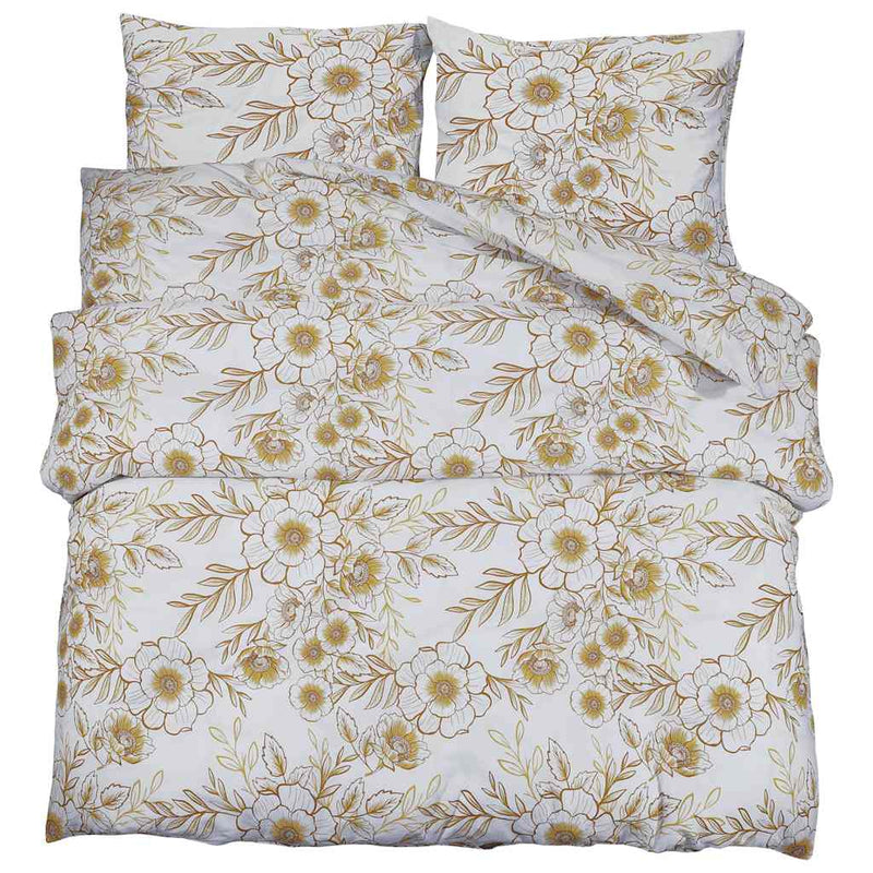 vidaXL Set Copripiumino Bianco e Marrone 140x200 cm in Cotone - Image 2 of 5