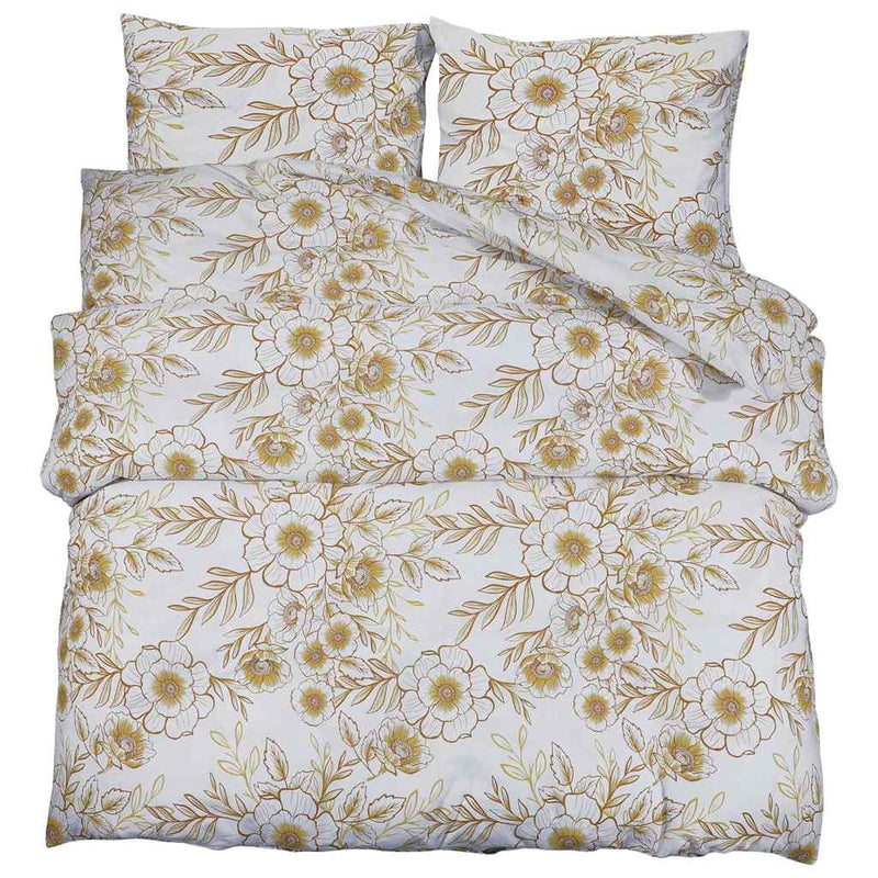 vidaXL Set Copripiumino Bianco e Marrone 220x240 cm in Cotone - Image 2 of 5