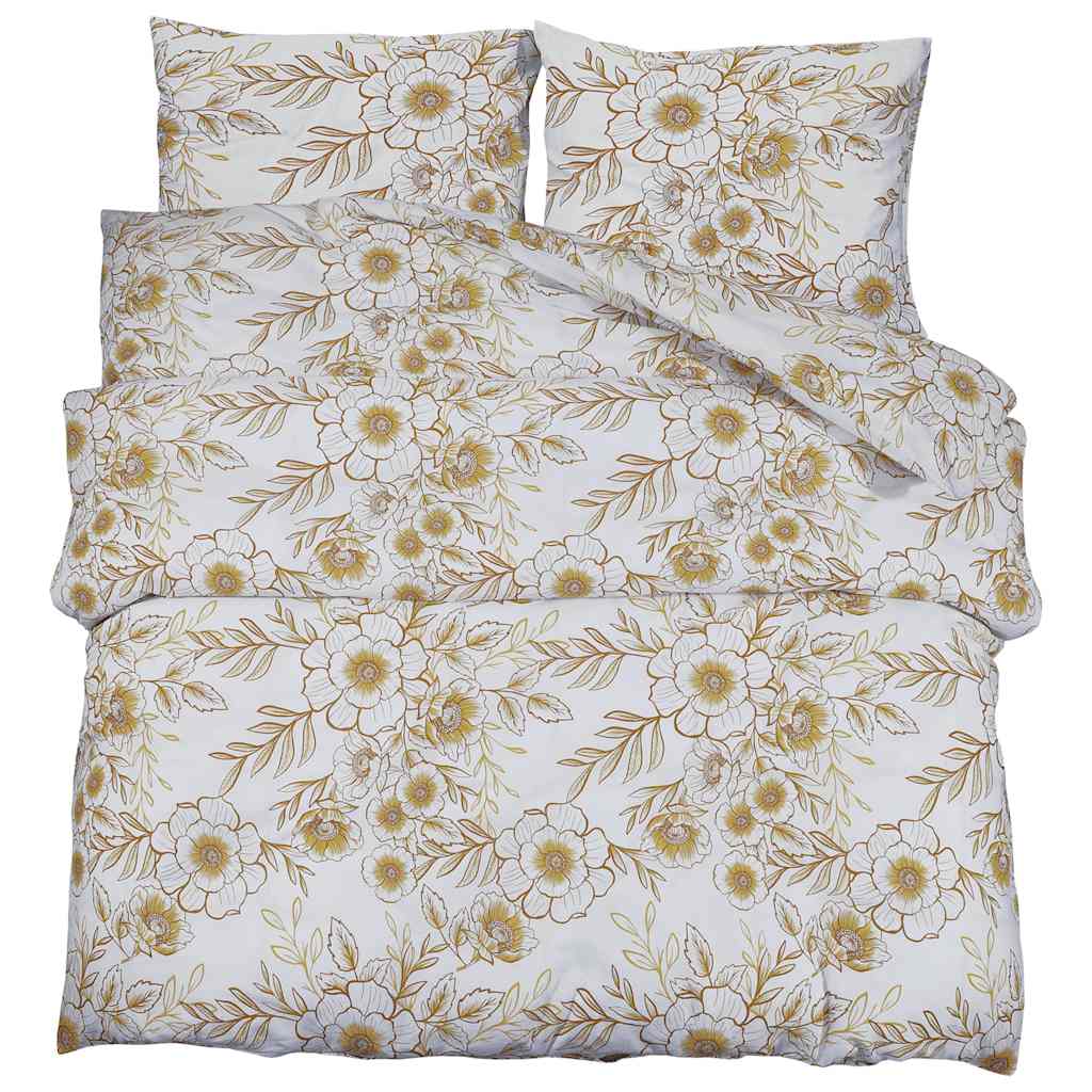 vidaXL Set Copripiumino Bianco e Marrone 200x220 cm in Cotone - Image 2 of 5
