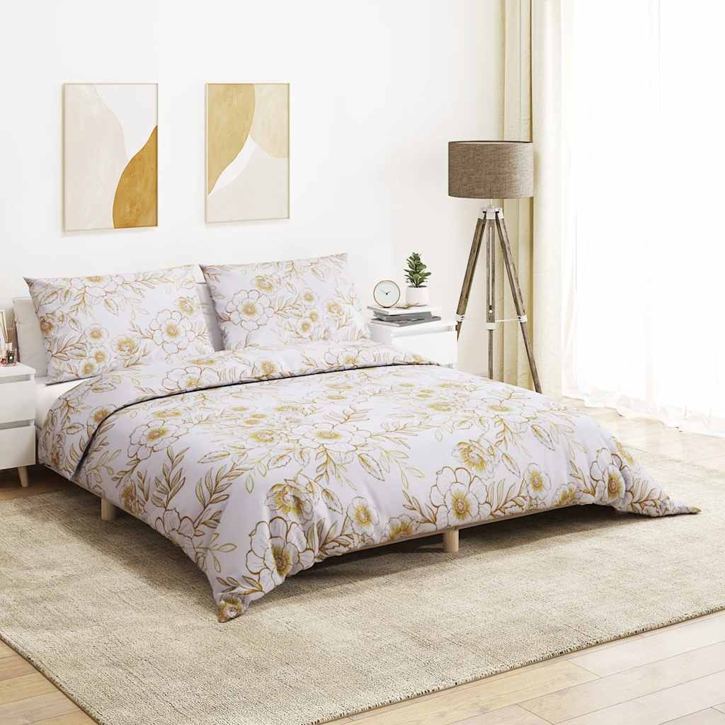 vidaXL Set Copripiumino Bianco e Marrone 200x220 cm in Cotone - Image 1 of 5