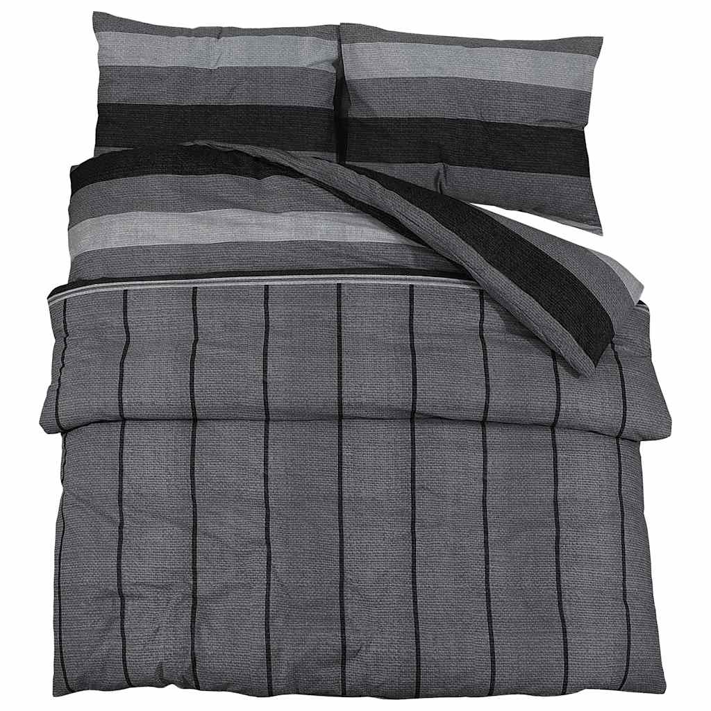 vidaXL Set Copripiumino Grigio Scuro 220x240 cm in Cotone - Image 2 of 5