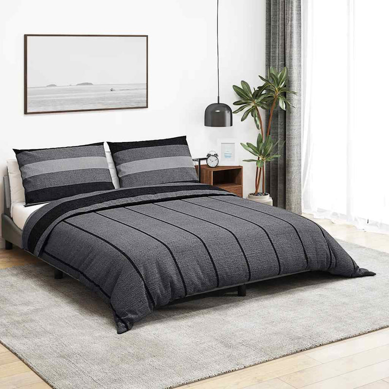 vidaXL Set Copripiumino Grigio Scuro 260x220 cm in Cotone - Image 1 of 5
