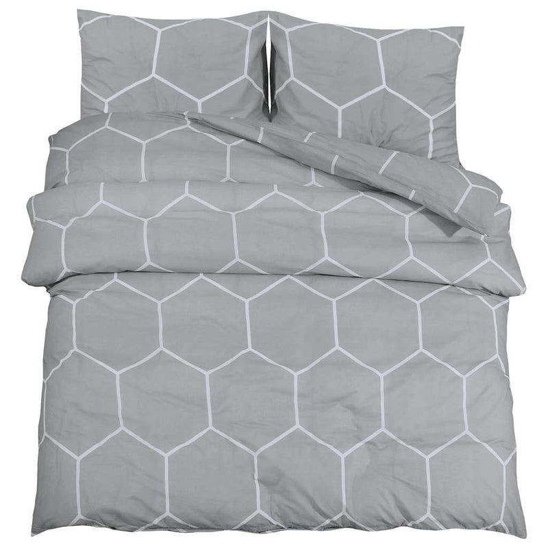 vidaXL Set Copripiumino Grigio 200x200 cm in Cotone - Image 2 of 5