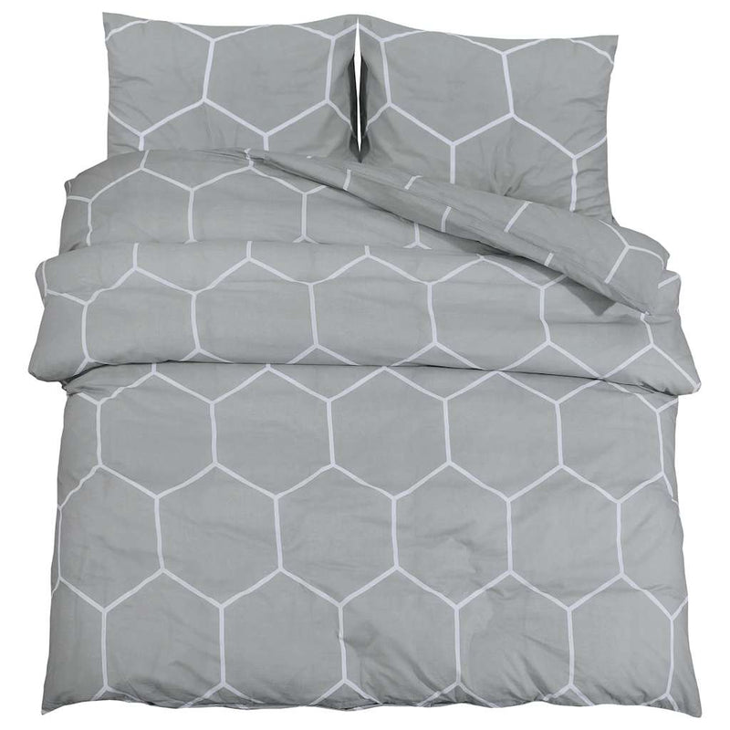 vidaXL Set Copripiumino Grigio 260x220 cm in Cotone - Image 2 of 5