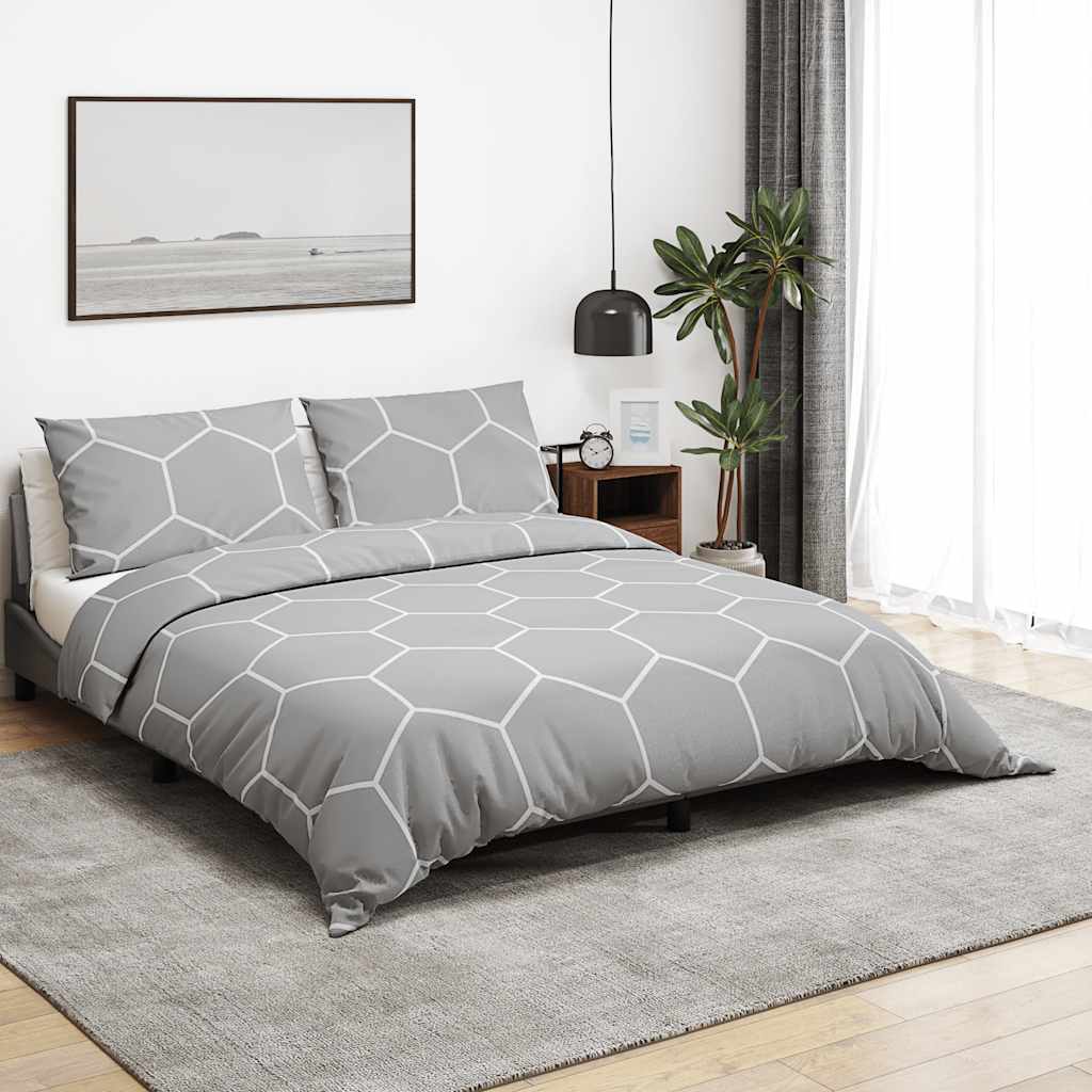 vidaXL Set Copripiumino Grigio 260x220 cm in Cotone - Image 1 of 5
