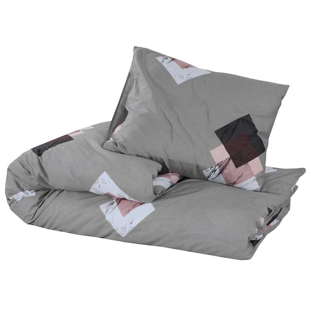 vidaXL Set Copripiumino Grigio 155x220 cm in Cotone - Image 3 of 5