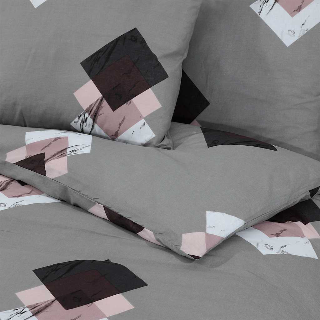 vidaXL Set Copripiumino Grigio 155x220 cm in Cotone - Image 4 of 5