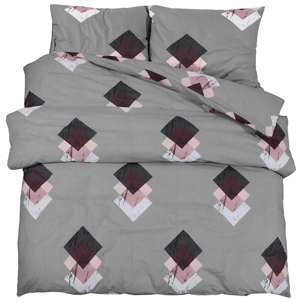 vidaXL Set Copripiumino Grigio 225x220 cm in Cotone - Image 2 of 5
