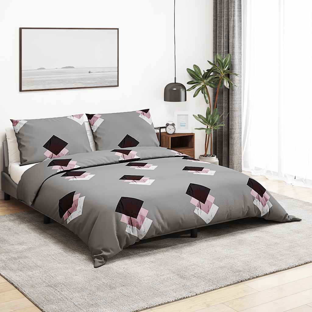 vidaXL Set Copripiumino Grigio 225x220 cm in Cotone - Image 1 of 5