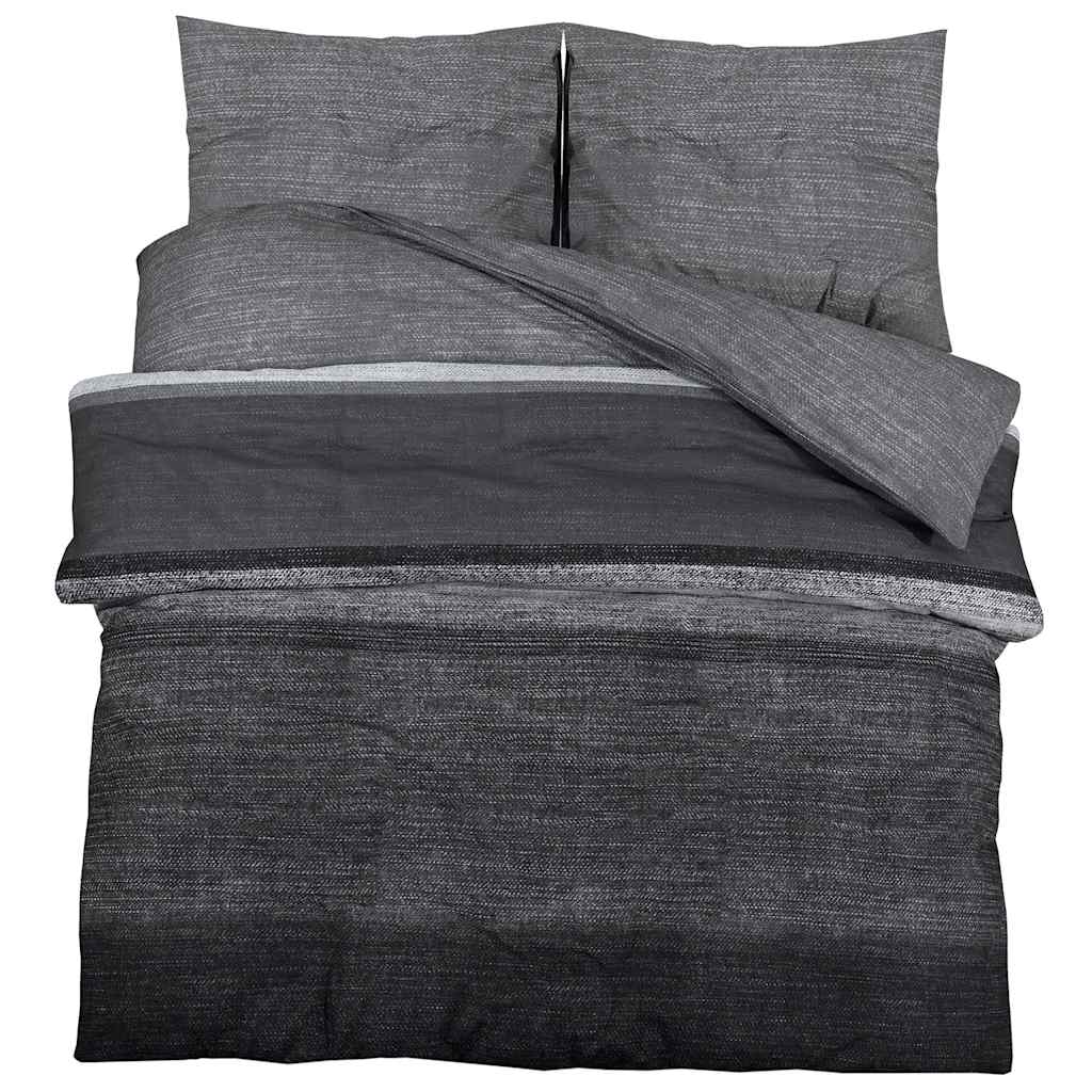 vidaXL Set Copripiumino Grigio Scuro 155x220 cm in Cotone - Image 2 of 5