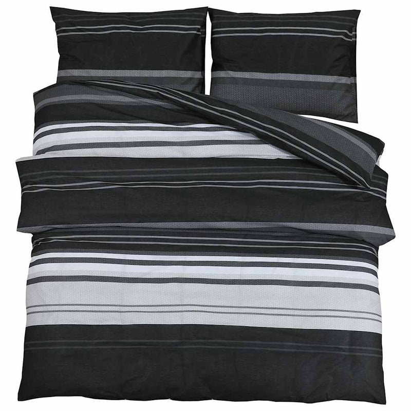 vidaXL Set Copripiumino Nero e Bianco 140x200 cm in Cotone - Image 2 of 5