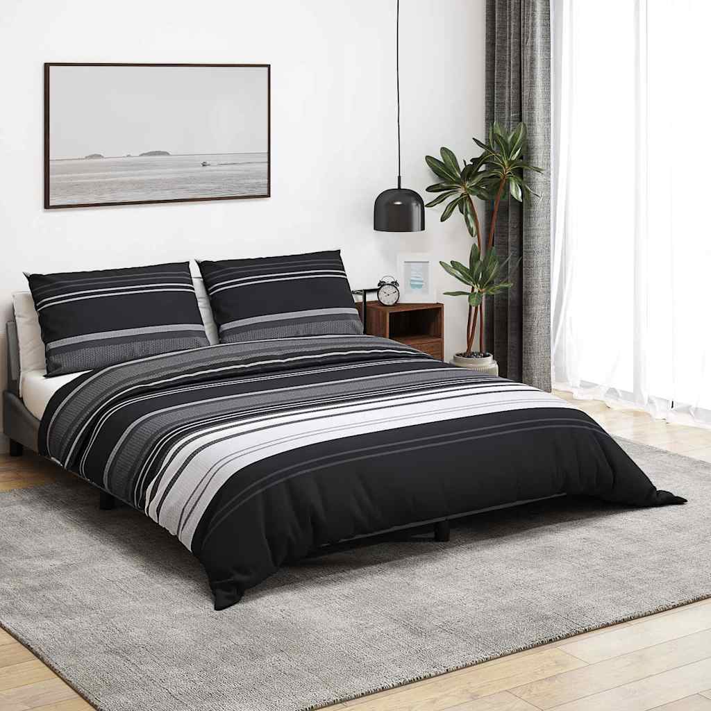 vidaXL Set Copripiumino Nero e Bianco 140x200 cm in Cotone - Image 1 of 5
