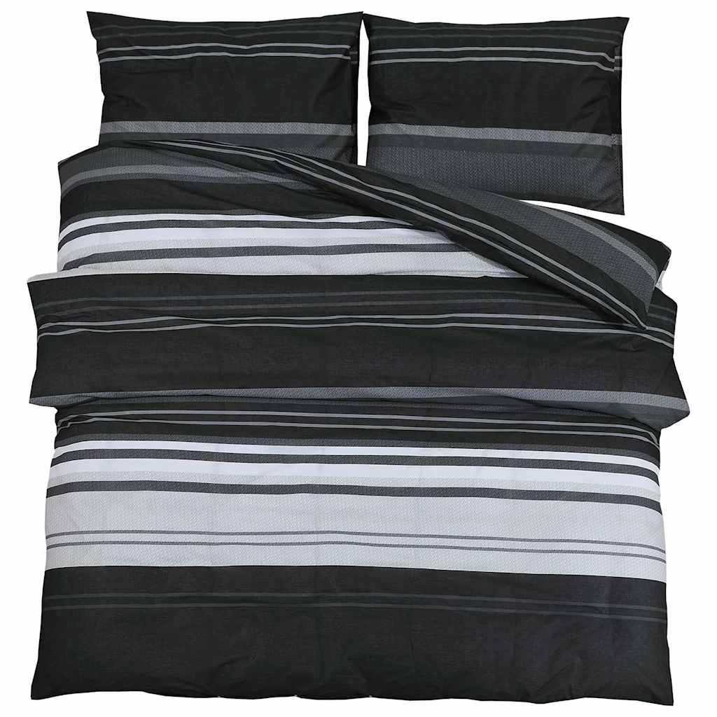 vidaXL Set Copripiumino Nero e Bianco 240x220 cm in Cotone - Image 2 of 5
