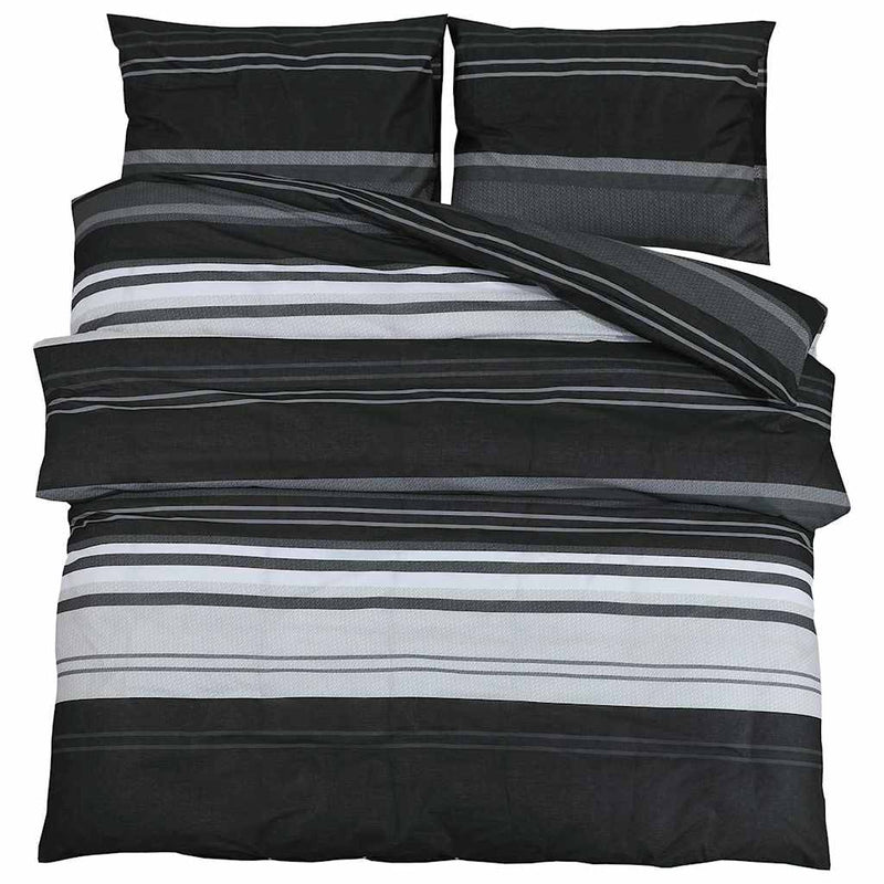 vidaXL Set Copripiumino Nero e Bianco 240x220 cm in Cotone - Image 2 of 5