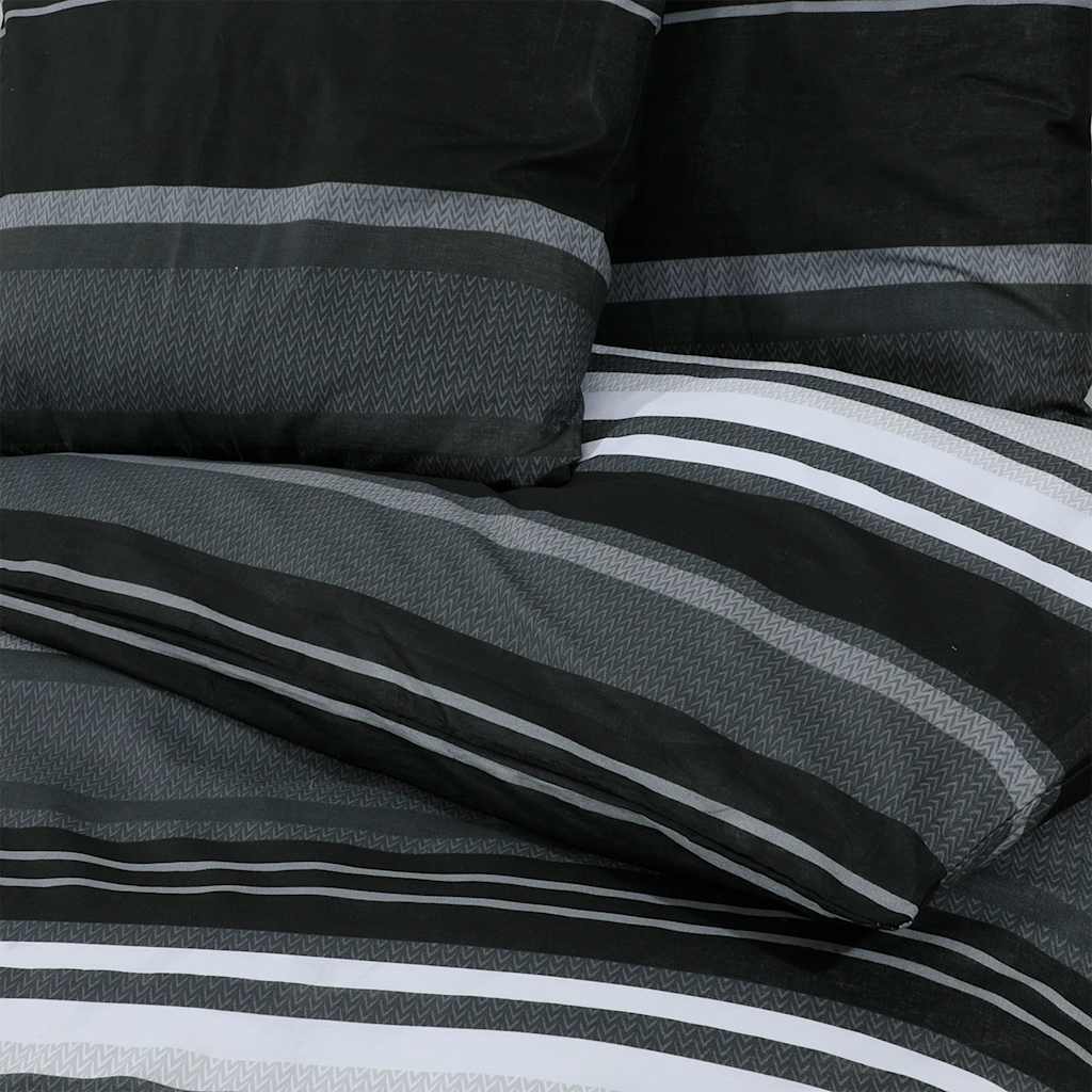 vidaXL Set Copripiumino Nero e Bianco 220x240 cm in Cotone - Image 4 of 4