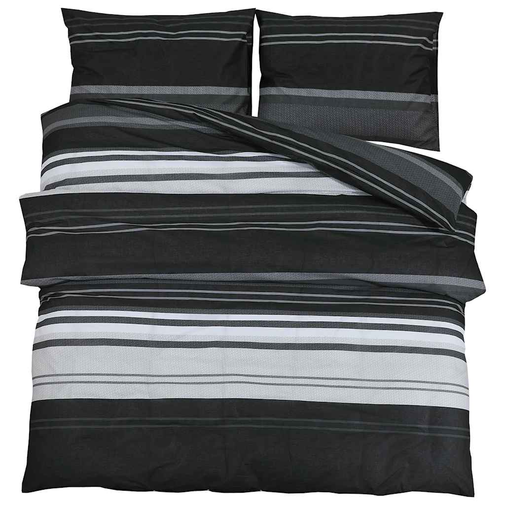 vidaXL Set Copripiumino Nero e Bianco 135x200 cm in Cotone - Image 2 of 5