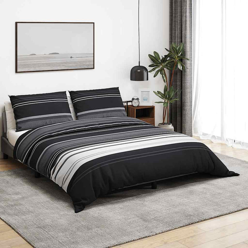 vidaXL Set Copripiumino Nero e Bianco 135x200 cm in Cotone - Image 1 of 5