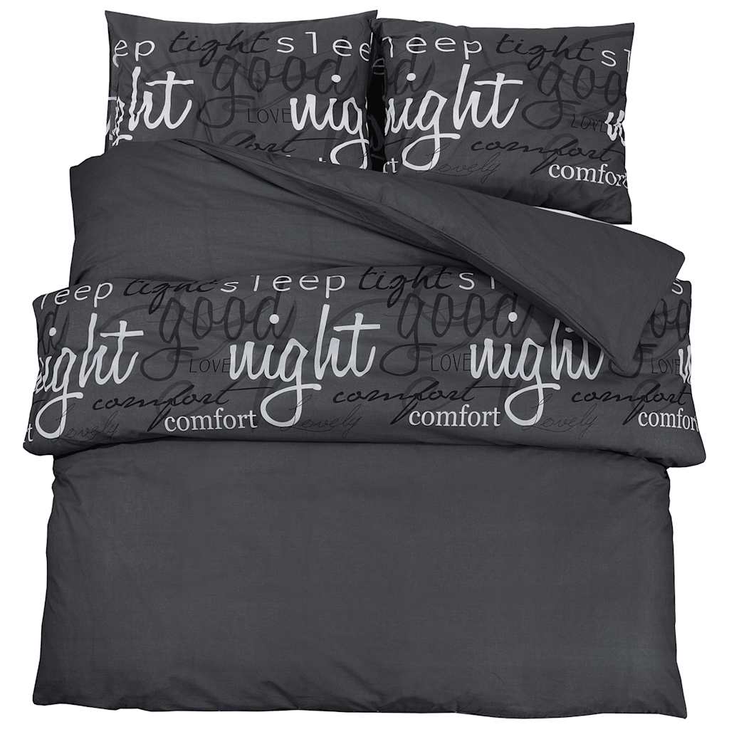 vidaXL Set Copripiumino Nero 260x240 cm in Cotone - Image 2 of 5