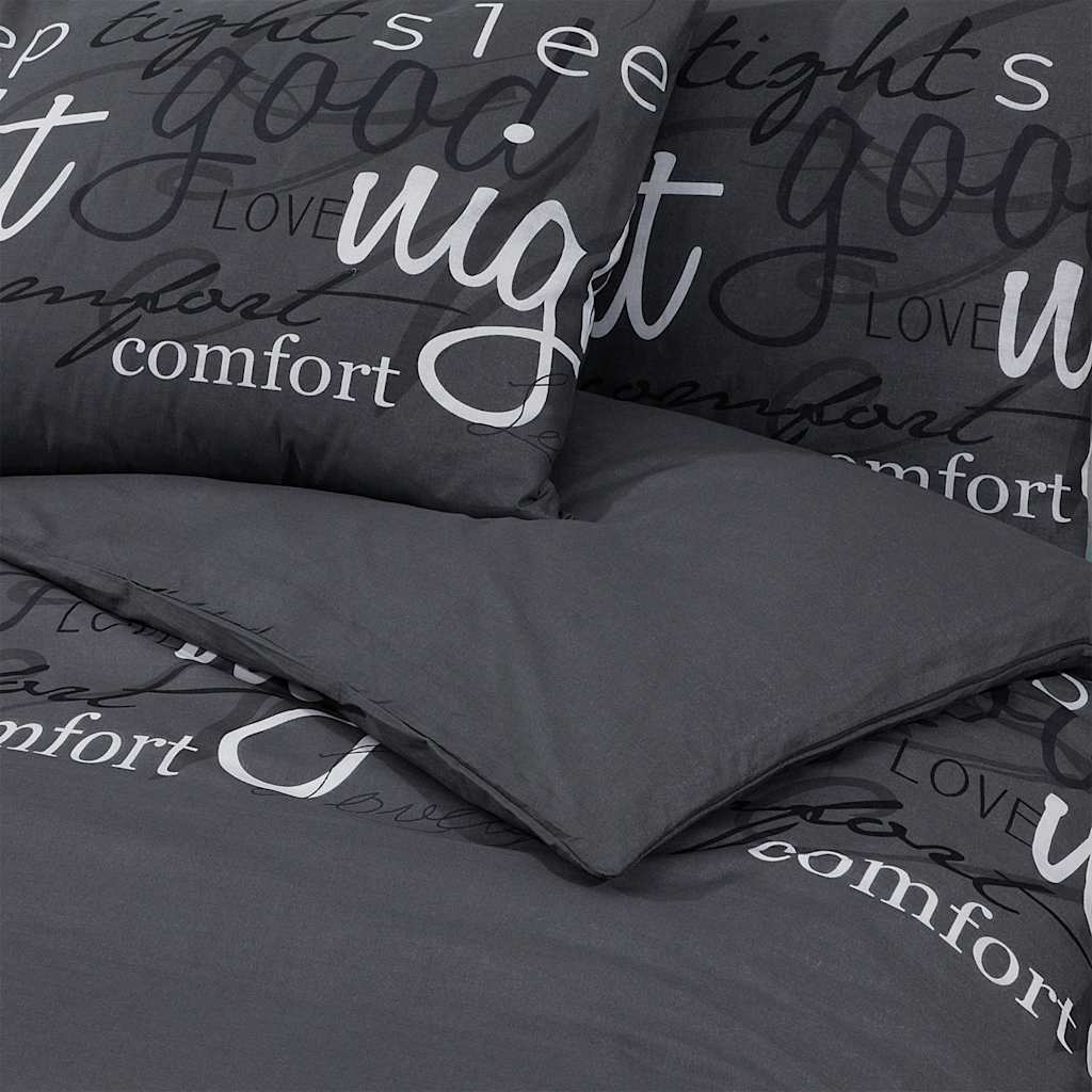 vidaXL Set Copripiumino Nero 260x240 cm in Cotone - Image 4 of 5