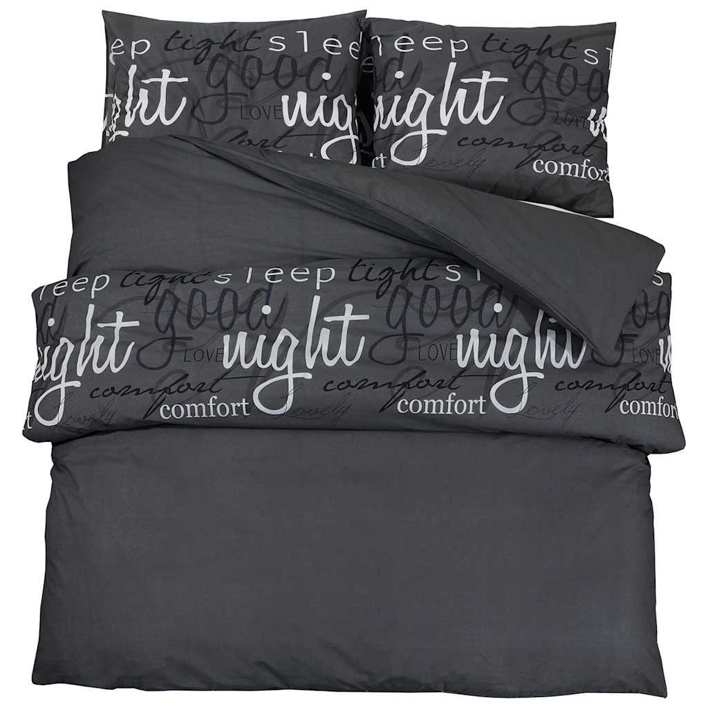 vidaXL Set Copripiumino Nero 200x200 cm in Cotone - Image 2 of 5