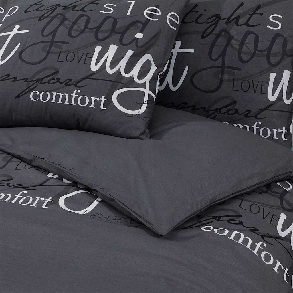vidaXL Set Copripiumino Nero 200x200 cm in Cotone - Image 4 of 5