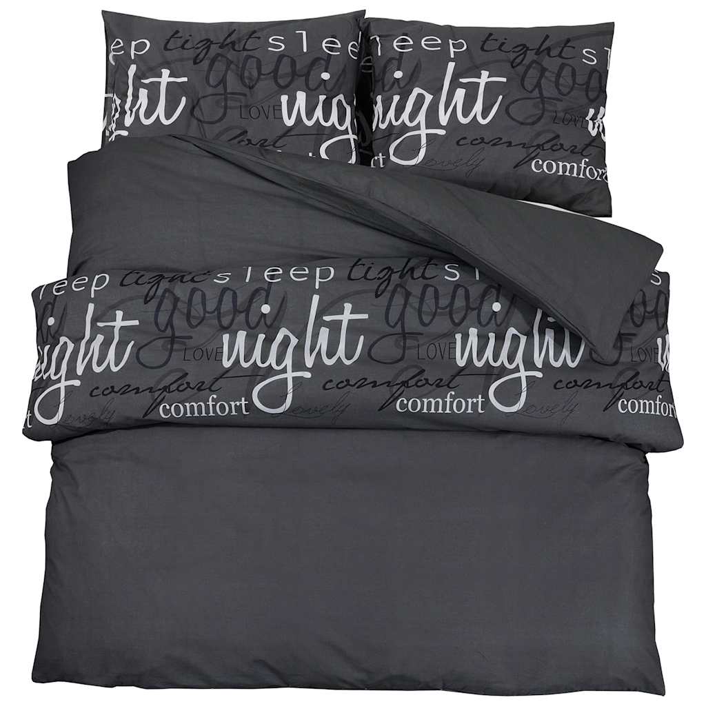 vidaXL Set Copripiumino Nero 260x220 cm in Cotone - Image 2 of 5