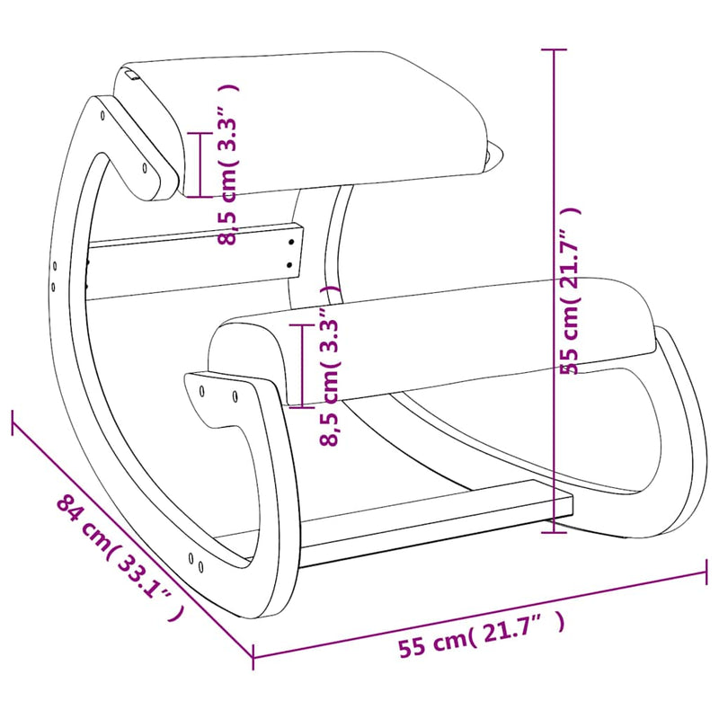 vidaXL Kneeling Chair, Birch Plywood, Rocking Function, 55x84x55 cm, Cream - Image 7 of 7
