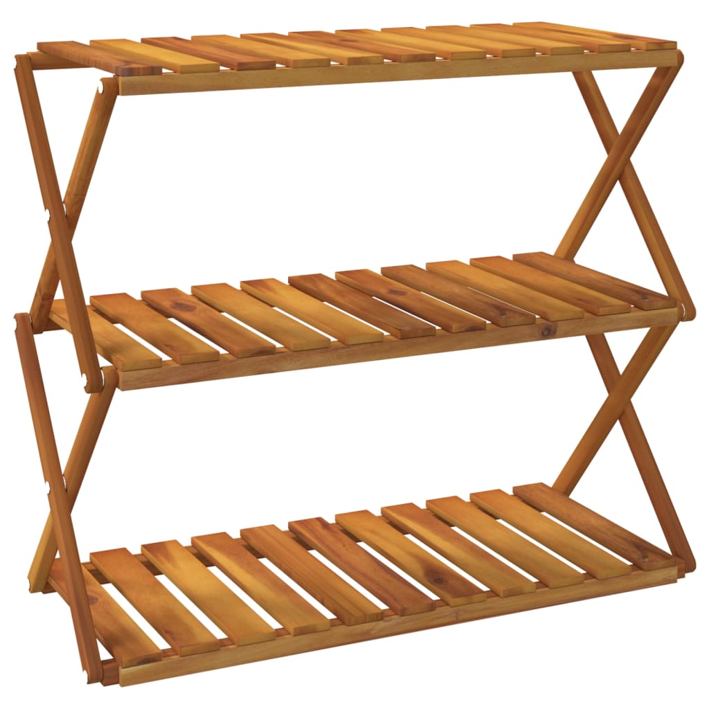 vidaXL Scaffale Pieghevole 3 Ripiani Legno Massello di Acacia 70x31x63 cm Marrone - Image 2 of 11
