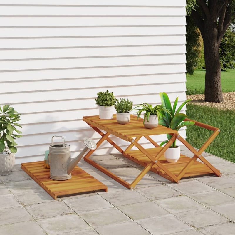 vidaXL Scaffale Pieghevole 3 Ripiani Legno Massello di Acacia 70x31x63 cm Marrone - Image 3 of 11