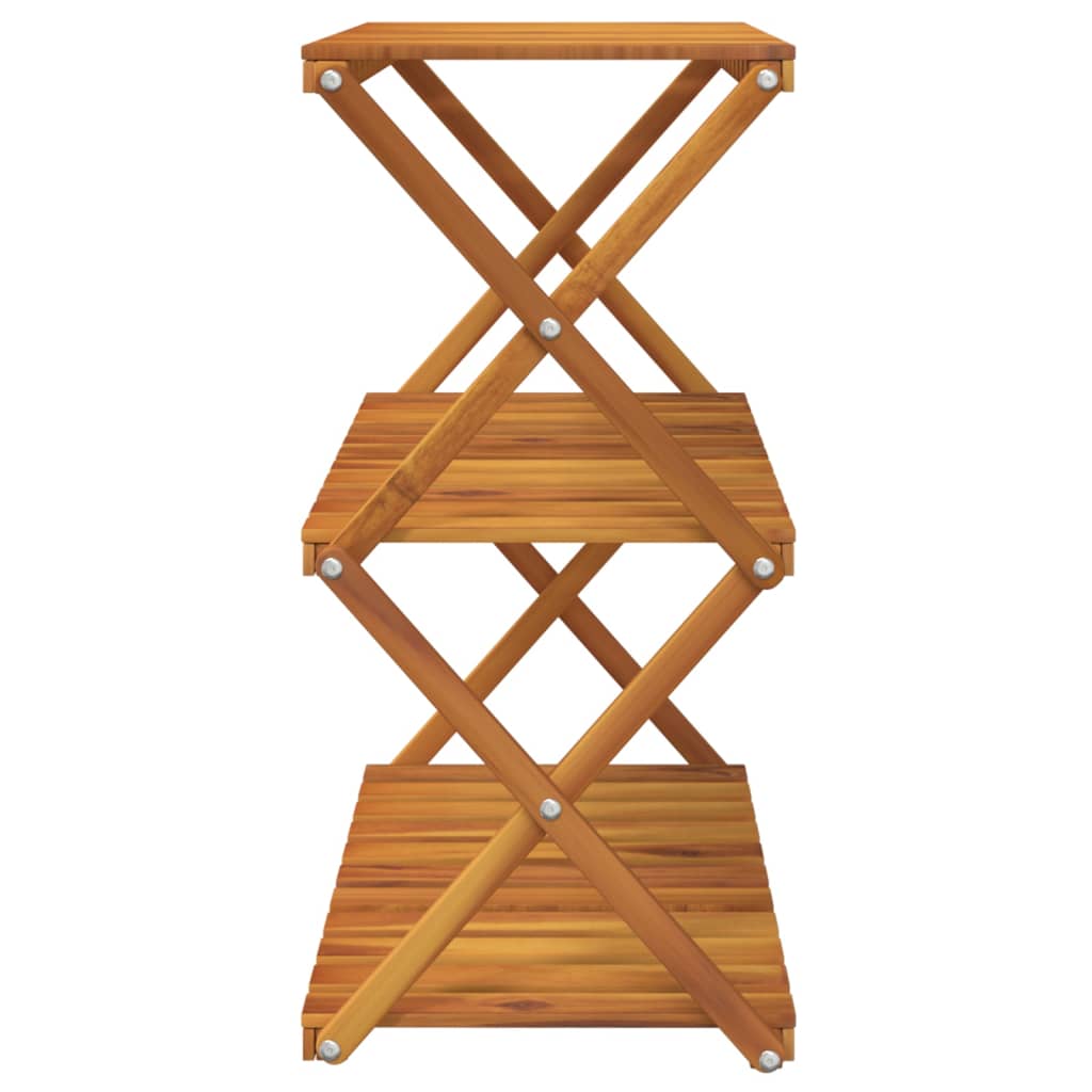 vidaXL Scaffale Pieghevole 3 Ripiani Legno Massello di Acacia 70x31x63 cm Marrone - Image 4 of 11