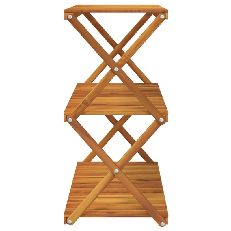vidaXL Scaffale Pieghevole 3 Ripiani Legno Massello di Acacia 70x31x63 cm Marrone - Image 4 of 11
