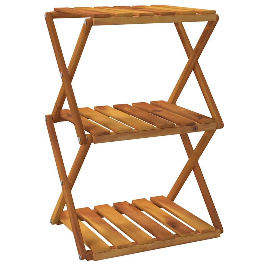 vidaXL Scaffale Pieghevole a 3 Ripiani in Legno Massello di Acacia 43x31x63 cm Marrone - Image 2 of 11