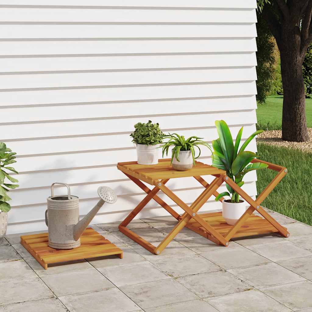 vidaXL Scaffale Pieghevole a 3 Ripiani in Legno Massello di Acacia 43x31x63 cm Marrone - Image 3 of 11