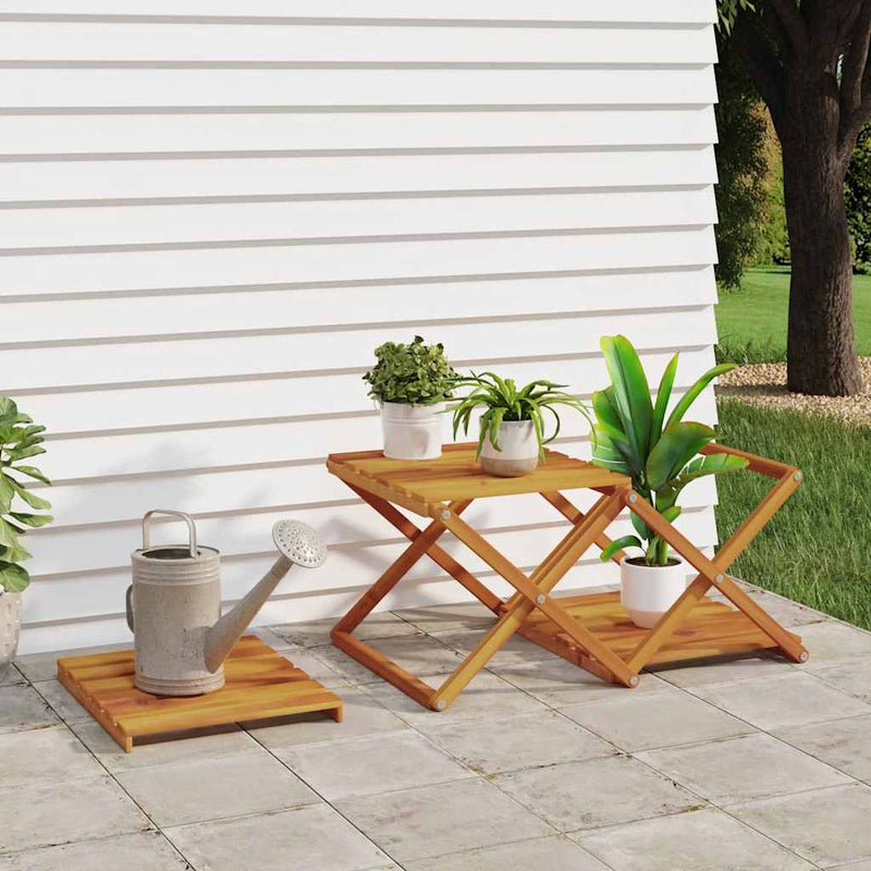 vidaXL Scaffale Pieghevole a 3 Ripiani in Legno Massello di Acacia 43x31x63 cm Marrone - Image 3 of 11
