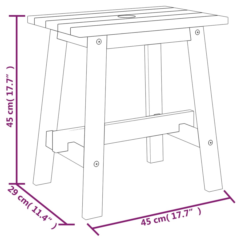 vidaXL Acacia Solid Wood Stool 45x29x45 cm Brown - Image 6 of 6