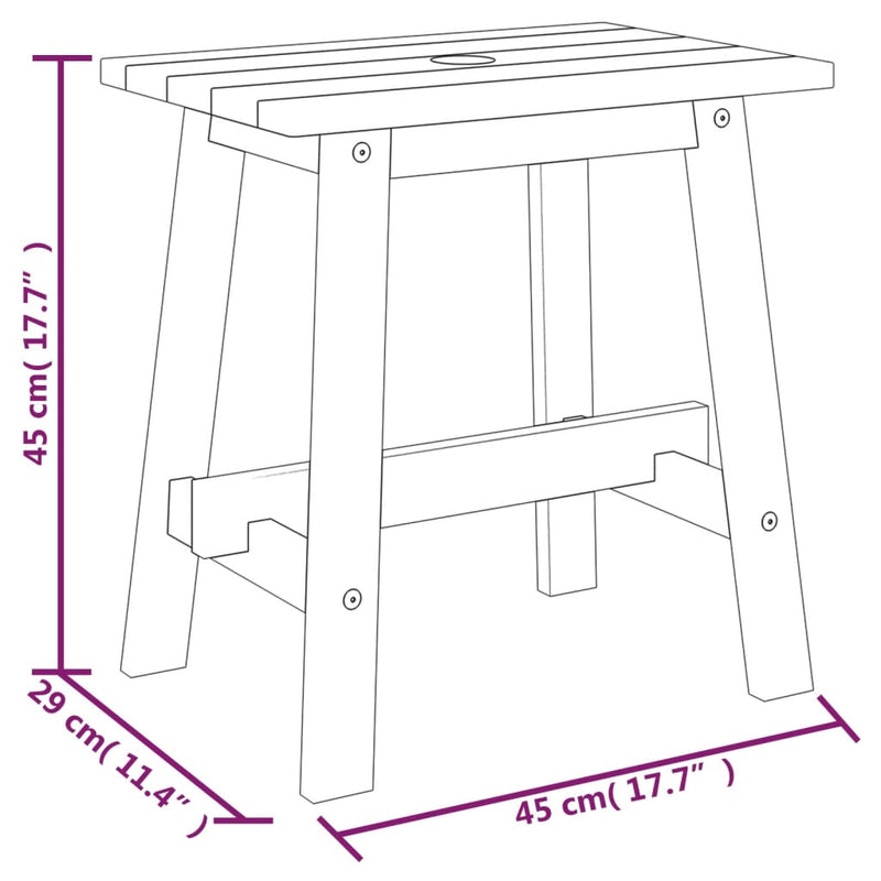 vidaXL Acacia Solid Wood Stool 45x29x45 cm Brown - Image 6 of 6