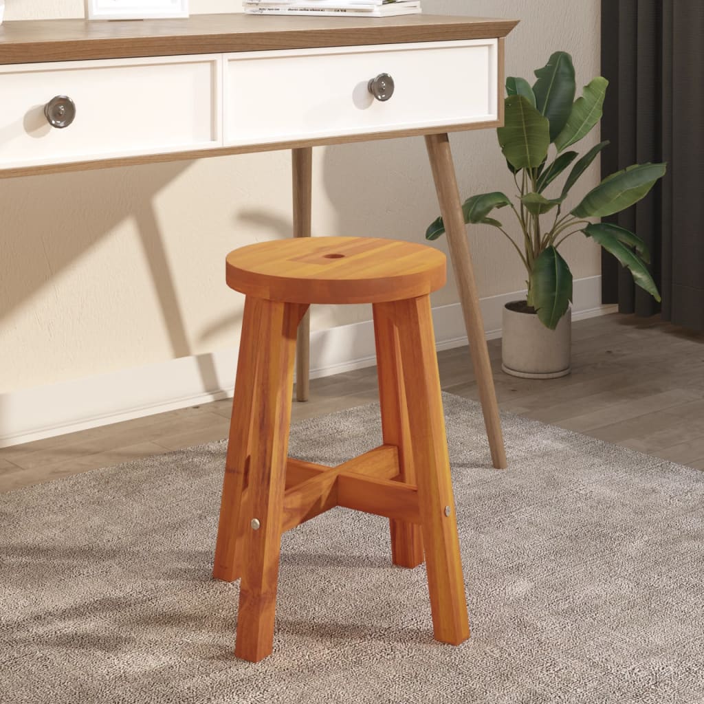 vidaXL Solid Acacia Wood Stool 38x38x45 cm Brown - Image 3 of 5