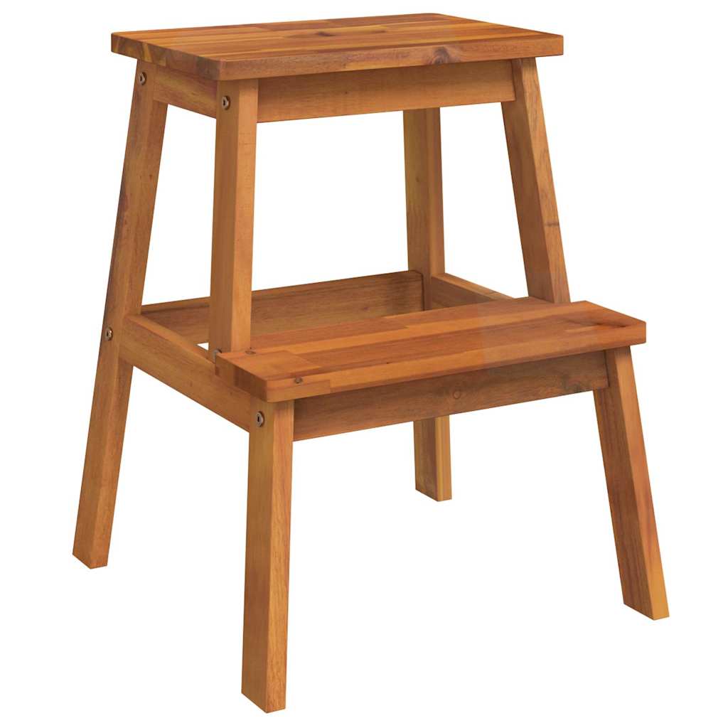 vidaXL 2-Step Stool Solid Acacia Wood 40x38x50 cm Brown - Image 2 of 7