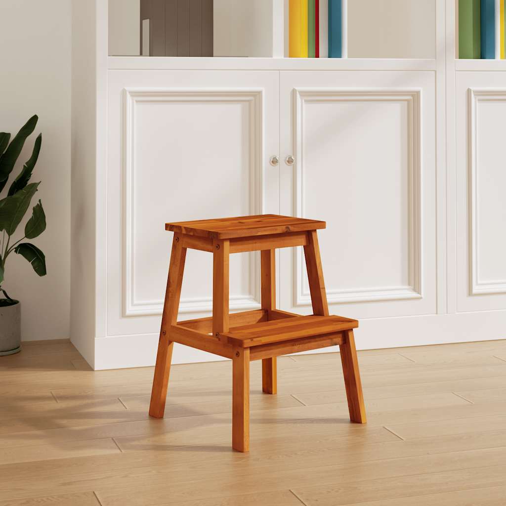 vidaXL 2-Step Stool Solid Acacia Wood 40x38x50 cm Brown - Image 1 of 7