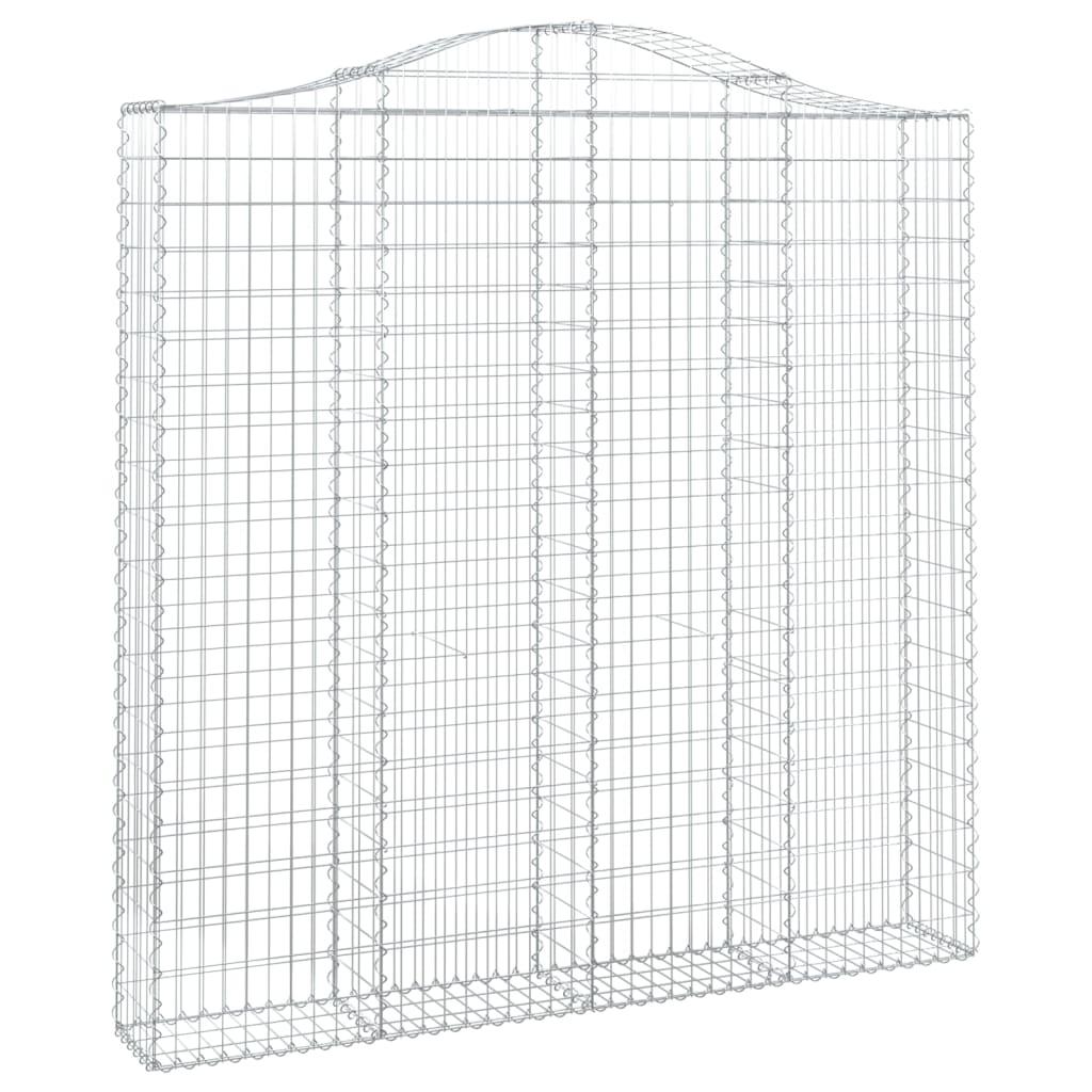vidaXL Arched Gabion Basket, Galvanized Iron, 200x30x200/220 cm, Silver - Image 11 of 28