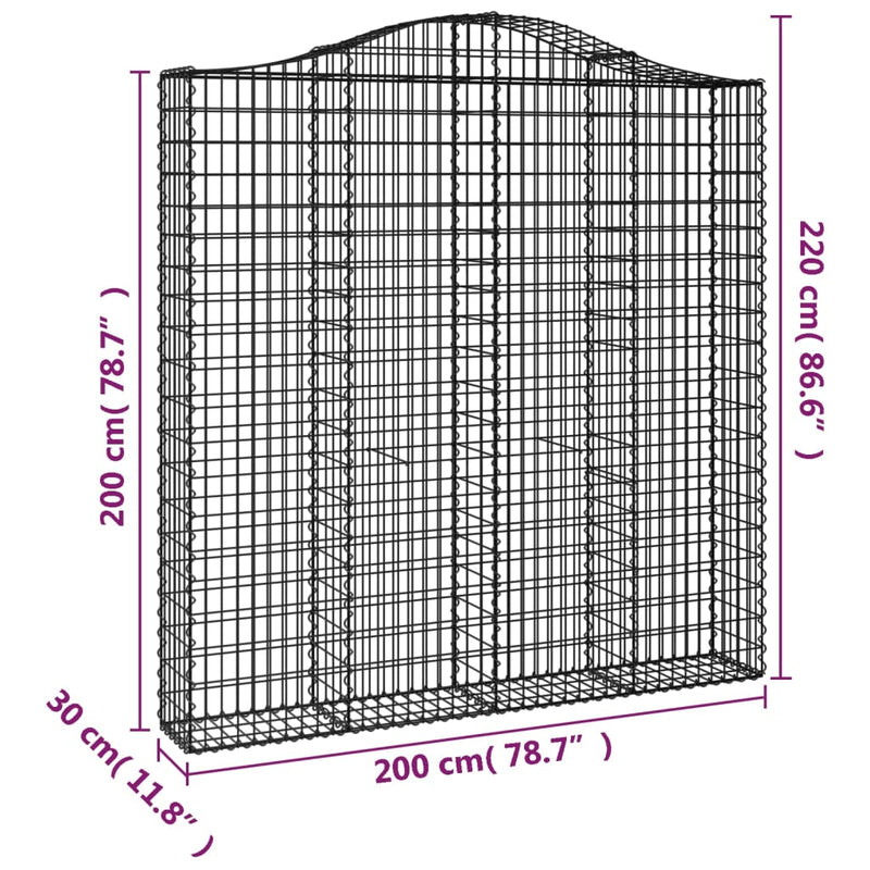 vidaXL Cesto Gabbione ad Arco 200x30x200/220 cm Ferro Zincato - Image 4 of 4