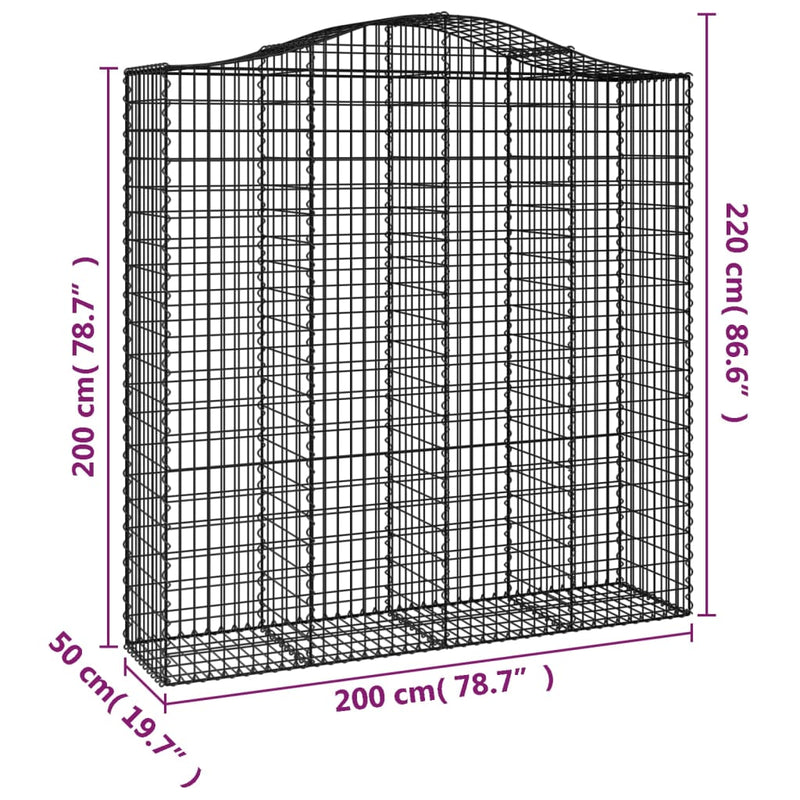 vidaXL Cesto Gabbione ad Arco 200x50x200/220 cm Ferro Zincato - Image 4 of 4