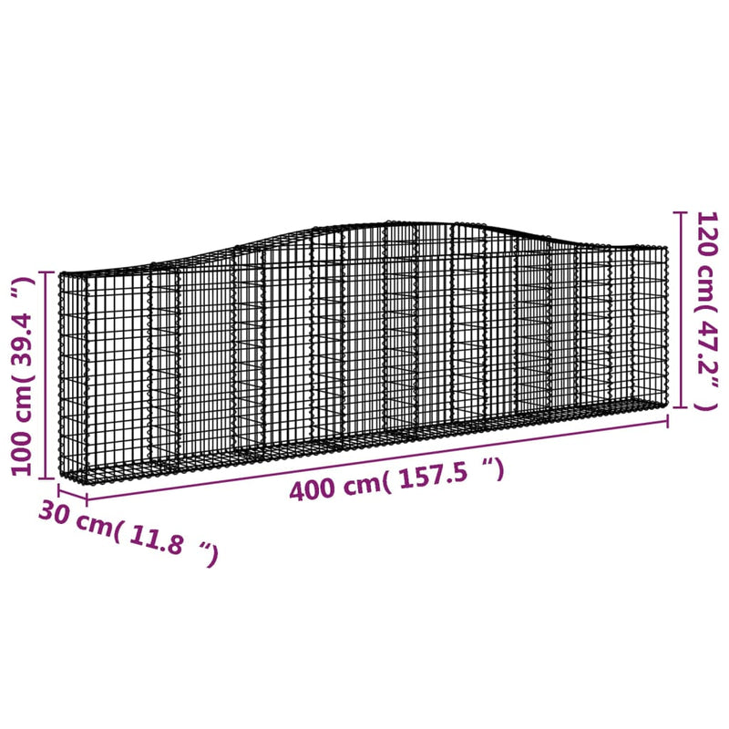 Cesto Gabbione ad Arco in Ferro Zincato 400×30×100/120 cm Argento - Image 4 of 4