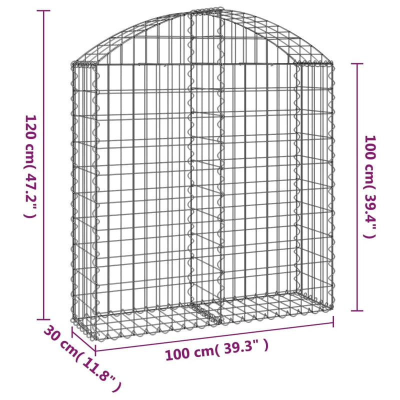 Cesto Gabbione ad Arco in Ferro Zincato 100×30×100/120 cm Argento - Image 4 of 4