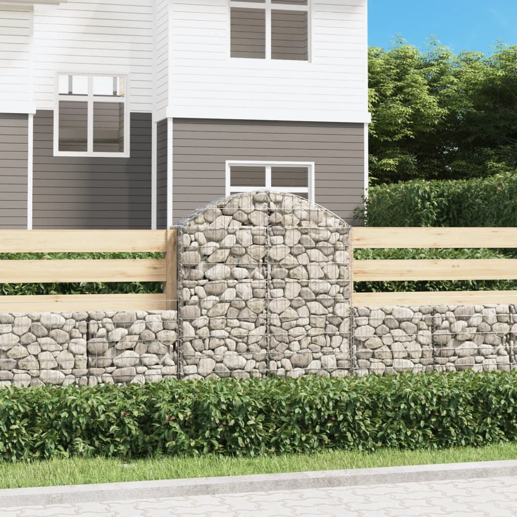 vidaXL Cesto Gabbione ad Arco in Ferro Zincato 400x30x120/140 cm Argento - Image 2 of 36