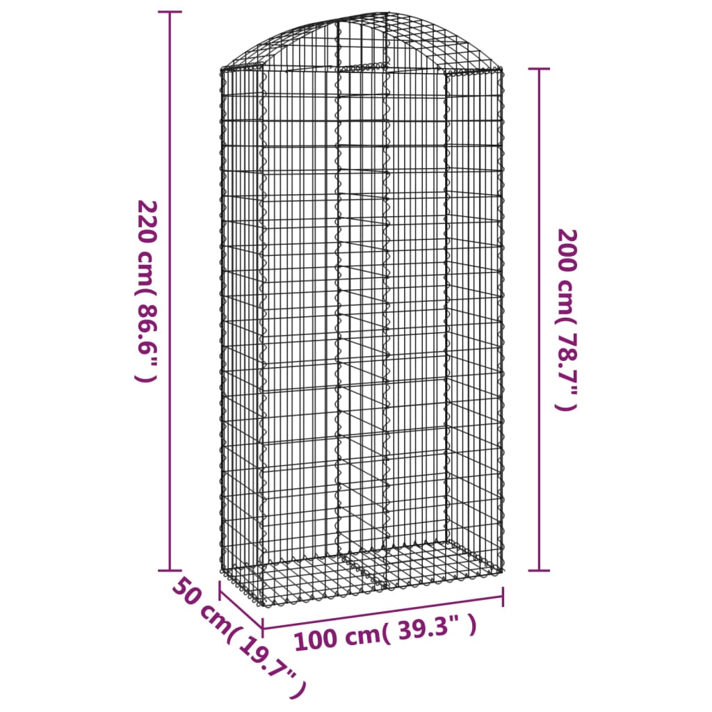 Cesto Gabbione ad Arco 100×50×200/220 cm Ferro Zincato - Image 4 of 4