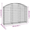 vidaXL Cesto Gabbione ad Arco 150x30x100/120 cm Ferro Zincato - Image 4 of 4